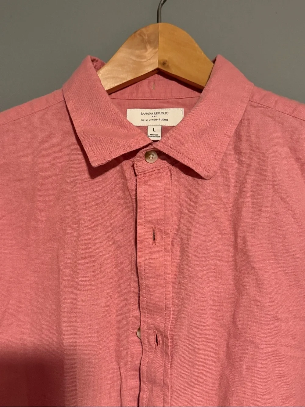Banana Republic Coral Pink Linen Button-Down Shirt